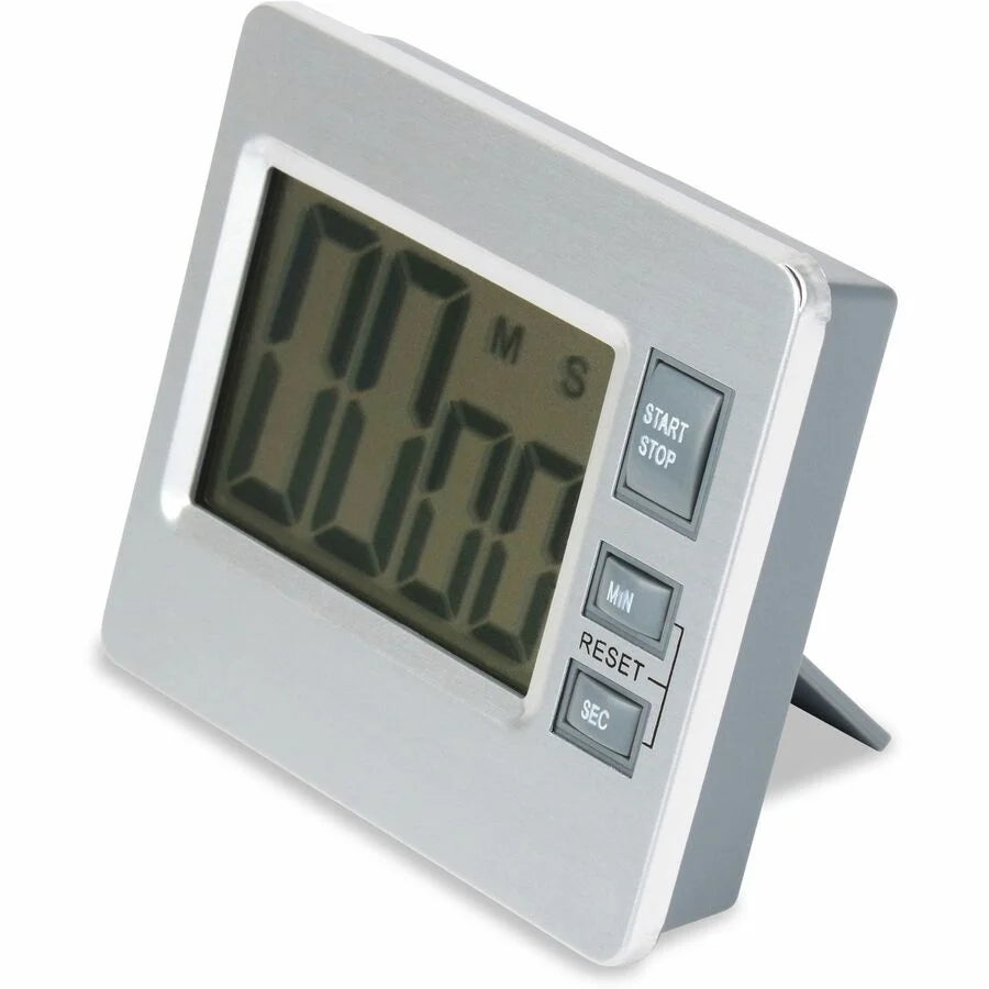 Tatco Digital Timer: Sleek Desktop Timekeeper in Silver and Black - Sports Equipment