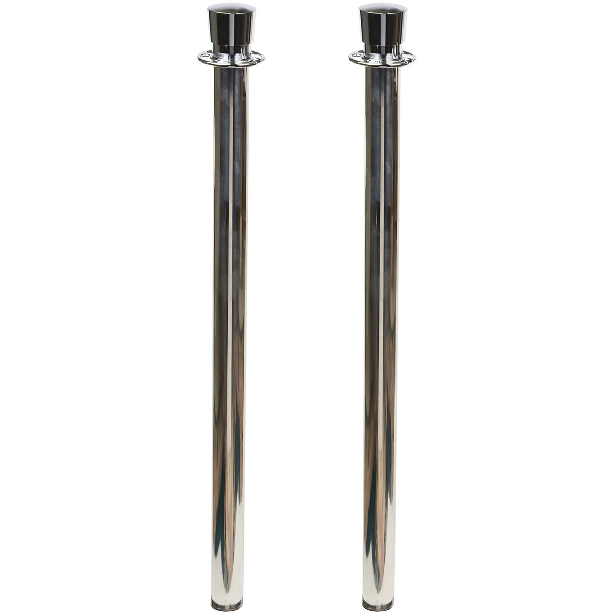 Tatco Heavy-duty Stanchion Posts - Stainless Steel 41’’ - Black Rope Attachment - Crowd Control