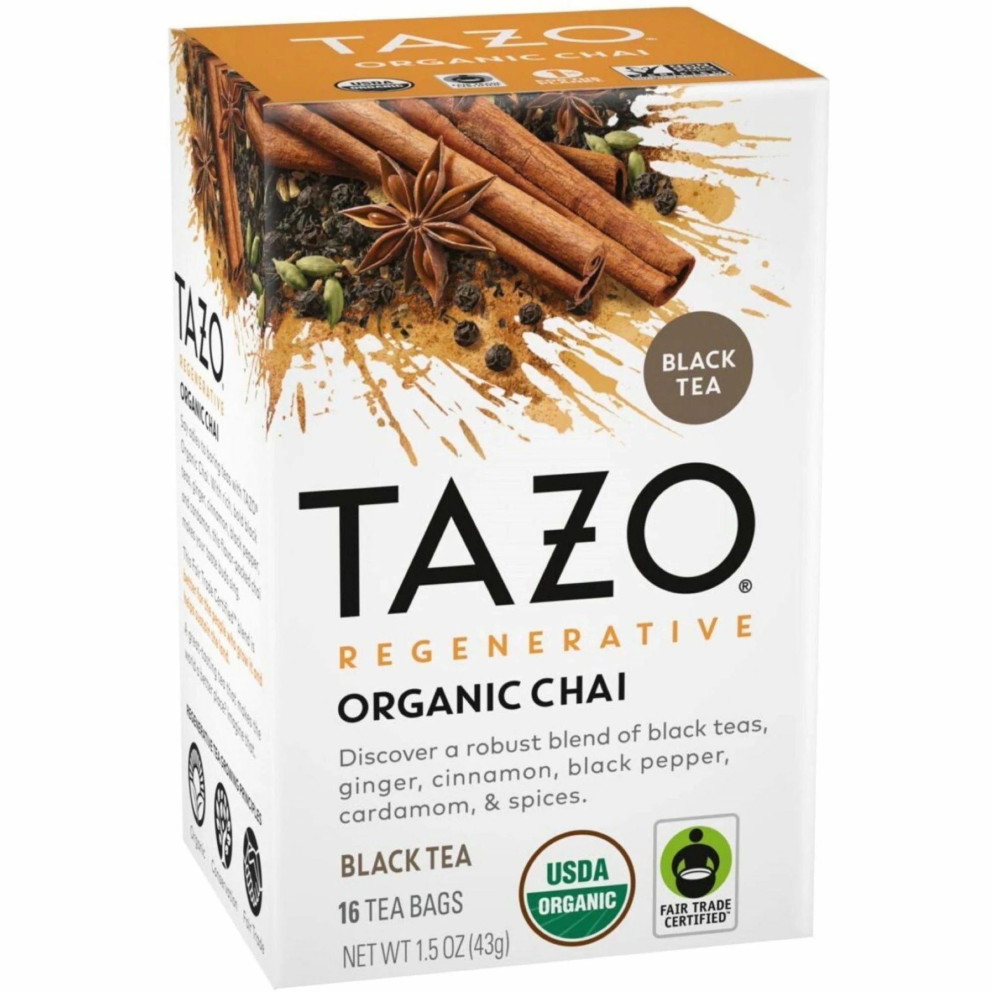 Tazo Regenerative Organic Chai Black Tea Bags - 16 Count Box