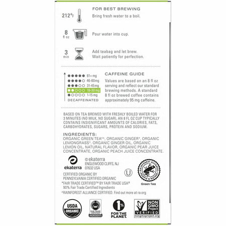 Tazo Regenerative Organic Green Ginger Tea Bag - 16 / Box