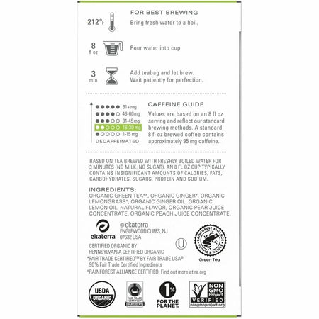 Tazo Regenerative Organic Green Ginger Tea Bags - 16 Count Box