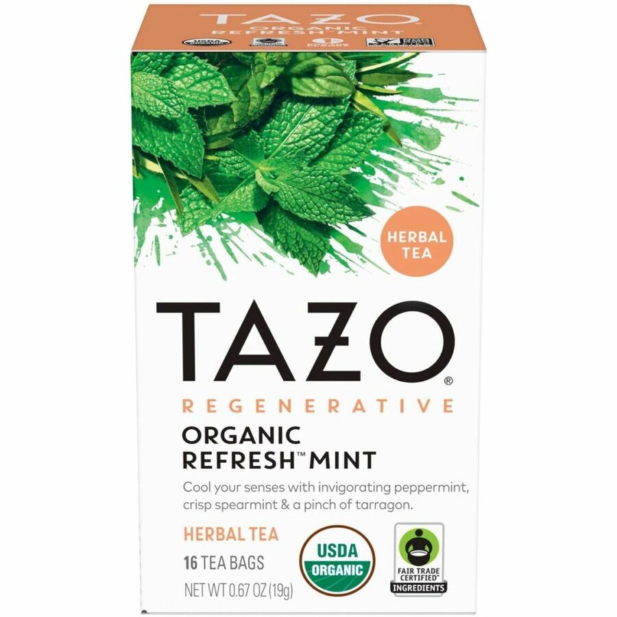 Tazo Regenerative Organic Refresh Mint Herbal Tea Bag - 16 / Box