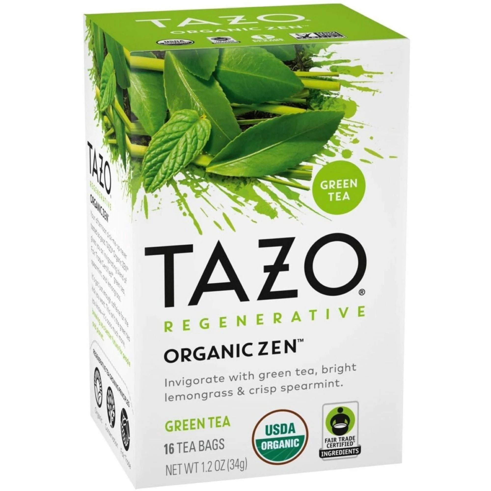 Tazo Zen Green Tea Bags - Regenerative Organic - 16/Box
