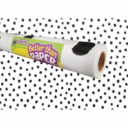 Teacher Created Resources Better Than Paper Board Roll - Black Dots on White - 48’’ x 12 ft - Bulletin - Sets & Trim