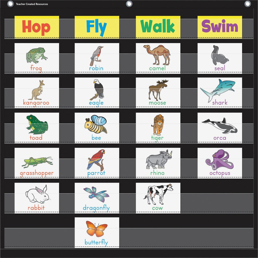 Teacher Created Resources Black 7 Pocket Chart - Learning Tool for Skill Development - Charts & Accessories