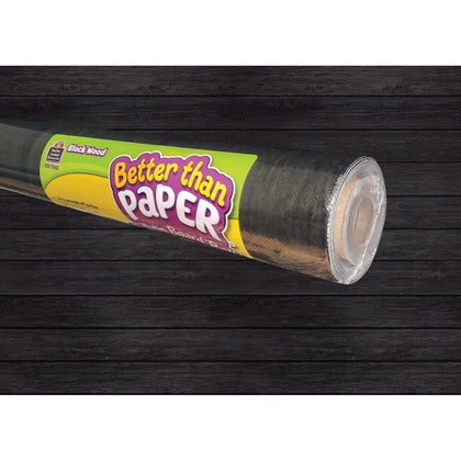 Teacher Created Resources Bulletin Board Roll - Black Wood Fabric - 12 ft x 48’’ - 1 - Sets & Trim