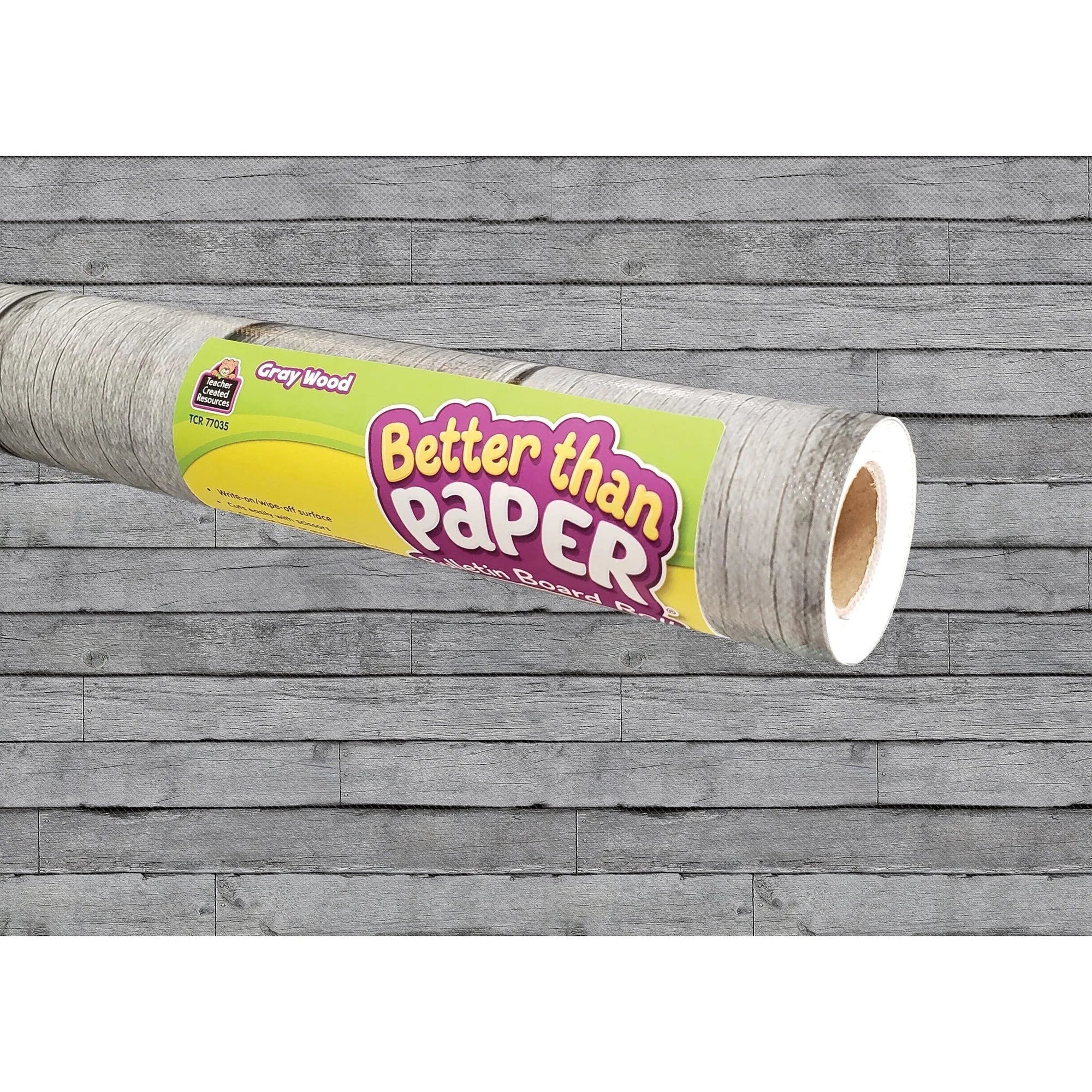 Teacher Created Resources Bulletin Board Roll - Gray Wood Fabric - 12 ft x 48’’ - Sets & Trim