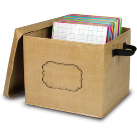 Teacher Created Resources Burlap Storage Box - Brown Lift-off Closure - Classroom Organizers