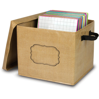Teacher Created Resources Burlap Storage Box - Brown Lift-off Closure - Classroom Organizers