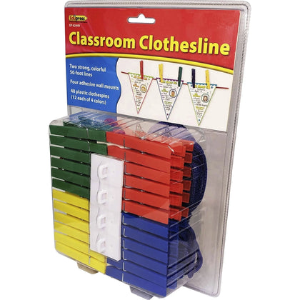 Teacher Created Resources Classroom Clothesline: Display and Decorate Your - Clothespins/Clothesline
