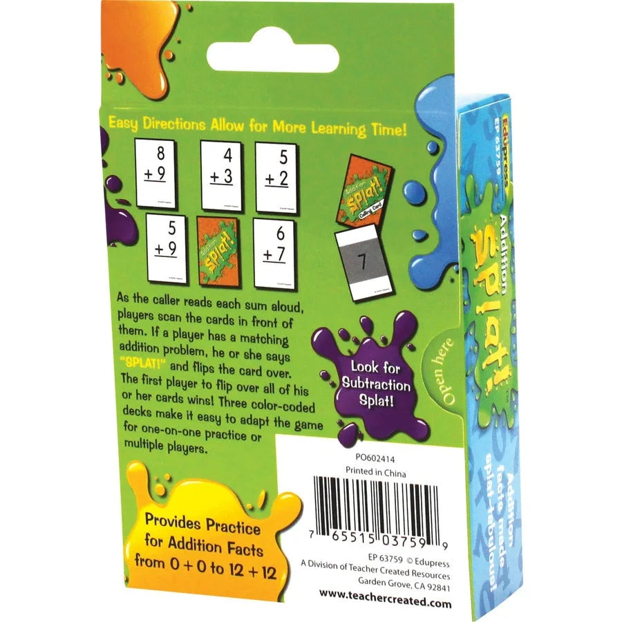 Teacher Created Resources Math Splat Addition Game - Educational Learning Cards - Flash