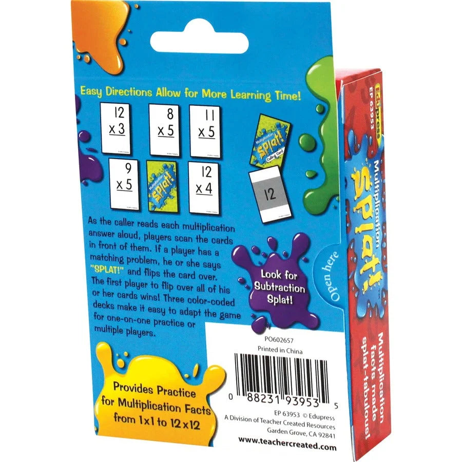 Teacher Created Resources Math Splat Multiplication Cards - Educational Learning - Flash