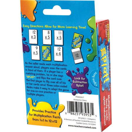 Teacher Created Resources Math Splat Multiplication Cards - Educational Learning - Flash