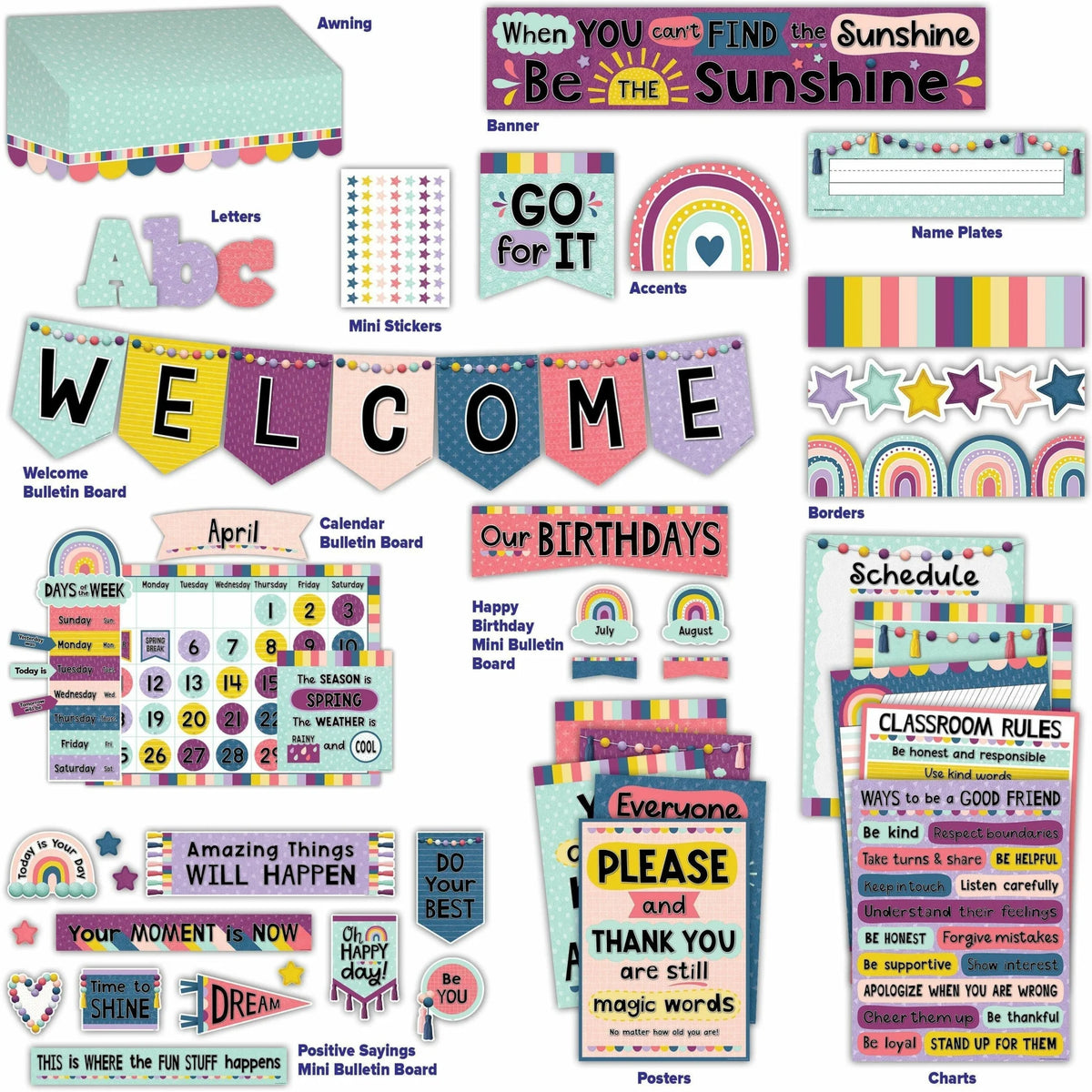 Teacher Created Resources Oh Happy Day Decor Set - Vibrant Classroom - Accents/Banners