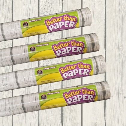 Teacher Created Resources White Wood Paper Board Roll - 12 ft x 48’’ - & Gray - 4 Pack - Bulletin Sets Trim