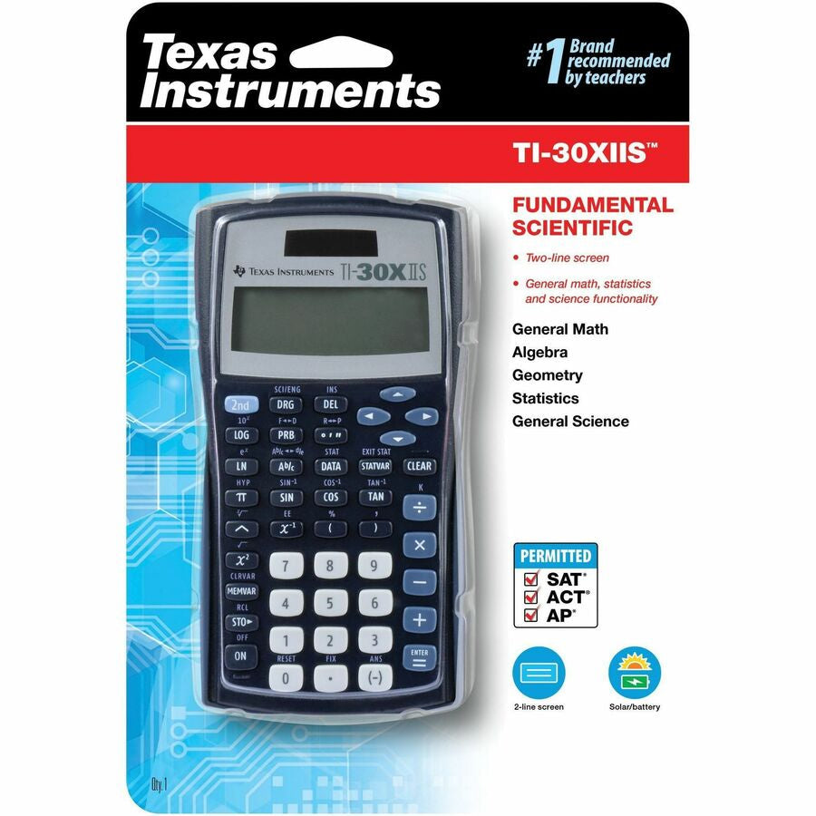 Texas Instruments TI30XIIS Scientific Calculator - Dual Power 2-Line LCD Display - Calculators