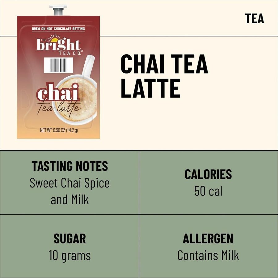 The Bright Tea Co. Chai Latte Freshpack - Compatible with Flavia Aroma Creation 300 600 - 72 / Carton