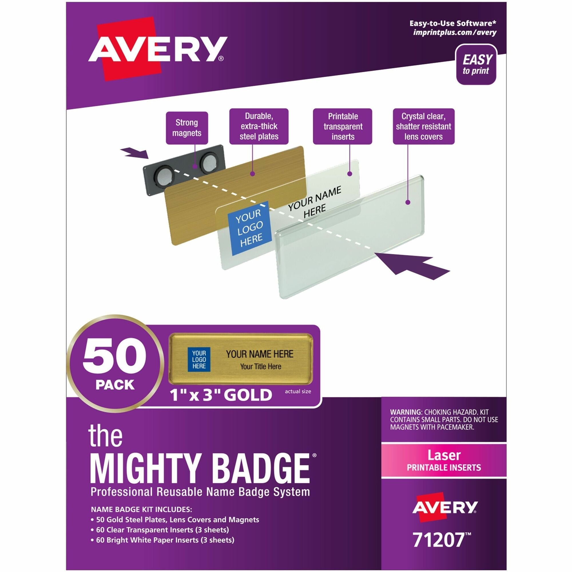 The Mighty Badge&reg; by Avery&reg; Reusable Magnetic Professional Name Badge Kits - 2000