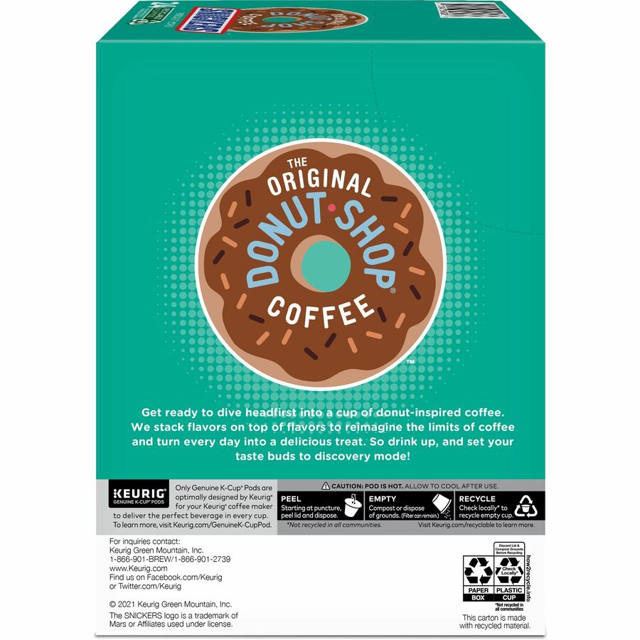 The Original Donut Shop K-Cup Snickers Coffee - Compatible with Keurig Brewer - Mild - Per Box - 24