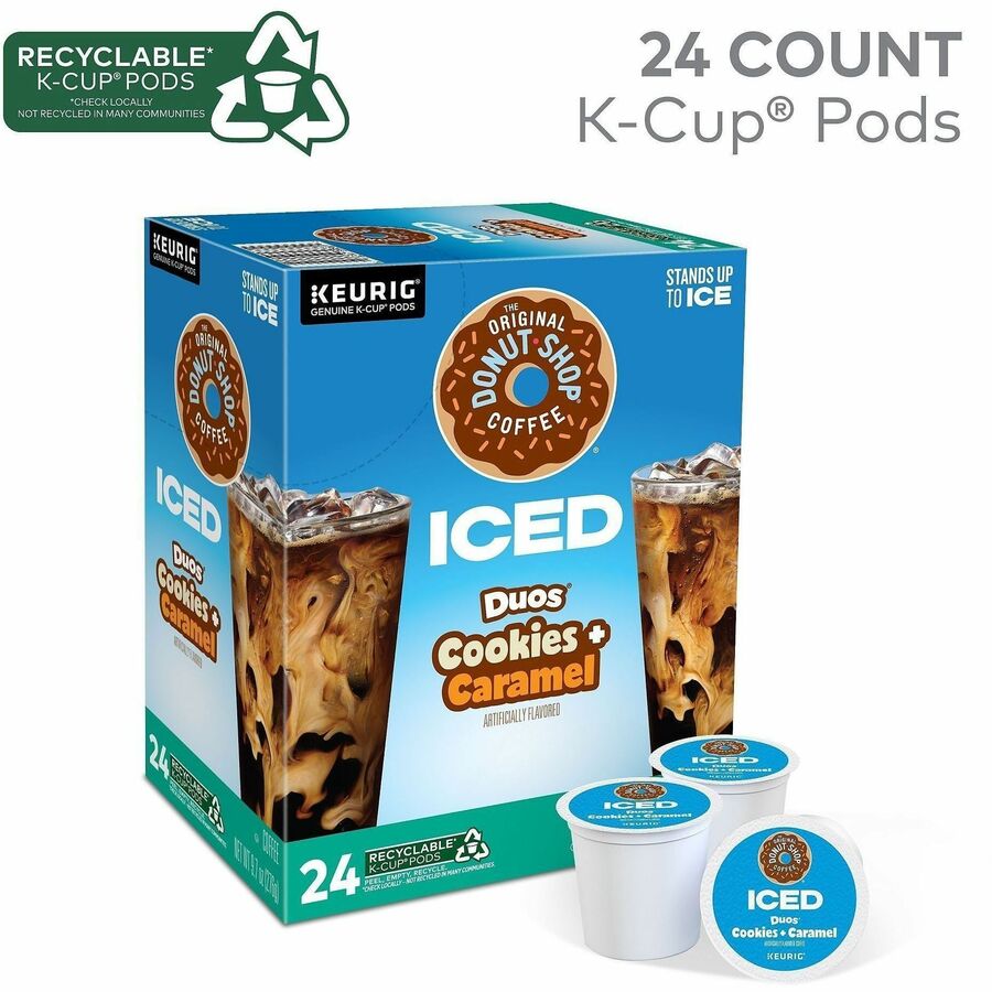 The Original Donut Shop® K-Cup Iced Duos Cookies and Caramel Coffee - Compatible with Keurig Brewer - Ice - Medium