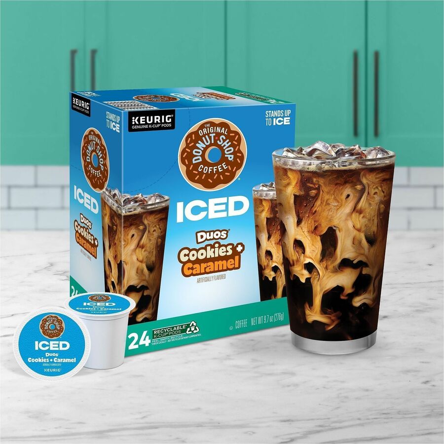 The Original Donut Shop® K-Cup Iced Duos Cookies and Caramel Coffee - Compatible with Keurig Brewer - Ice - Medium