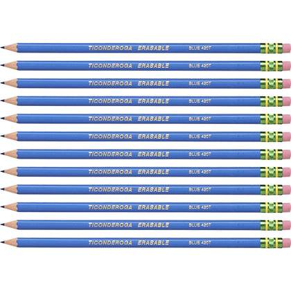 Ticonderoga Erasable Blue Checking Pencils - Pre-Sharpened HB - 1 Dozen/Box - Specialty Marking & Colored