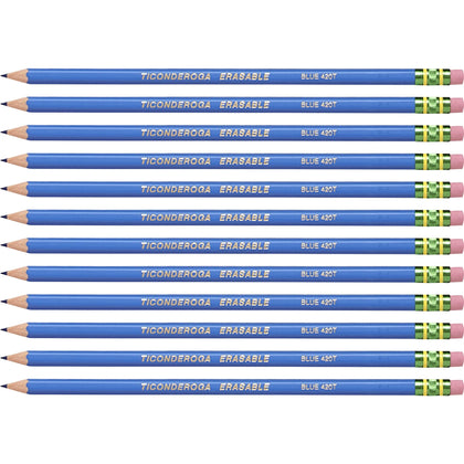 Ticonderoga Erasable Blue Checking Pencils - Pre-Sharpened HB - 1 Dozen/Box - Specialty Marking & Colored