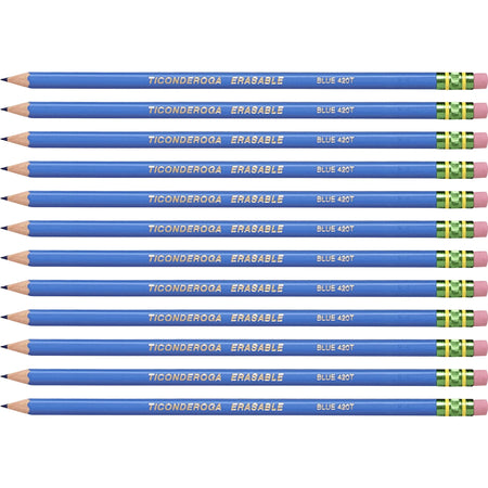 Ticonderoga Erasable Blue Checking Pencils - Pre-Sharpened HB - 1 Dozen/Box - Specialty Marking & Colored