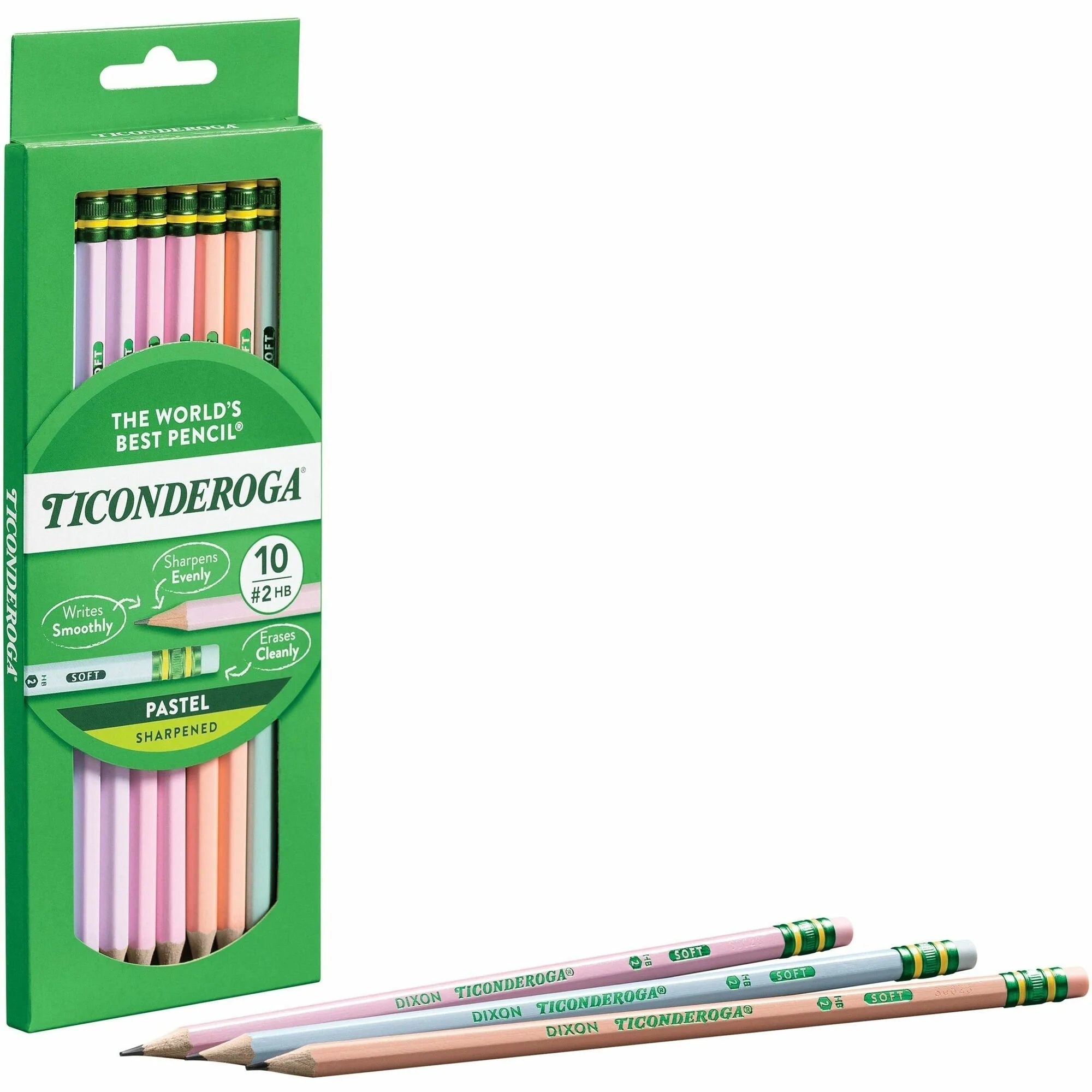 Ticonderoga Graphite Lead Wood Pencils - Assorted Barrel - 10/Box