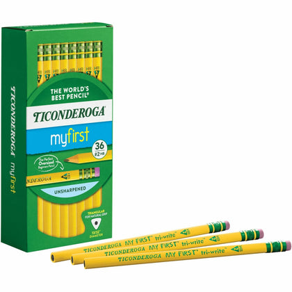 Ticonderoga My First Tri-Write No. 2 Pencils - 36 Yellow Barrel - Basic Supplies