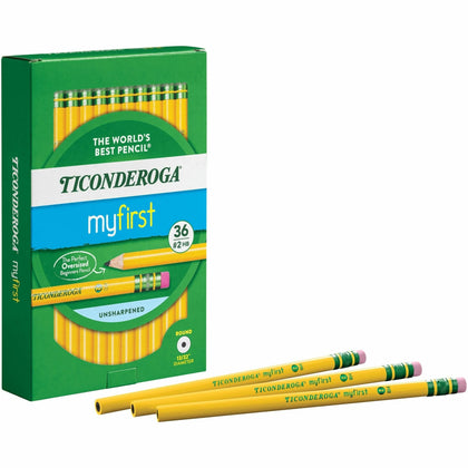 Ticonderoga My First Wood Pencil - #2 - Yellow Cedar Barrel - 36 Pack - Basic Supplies