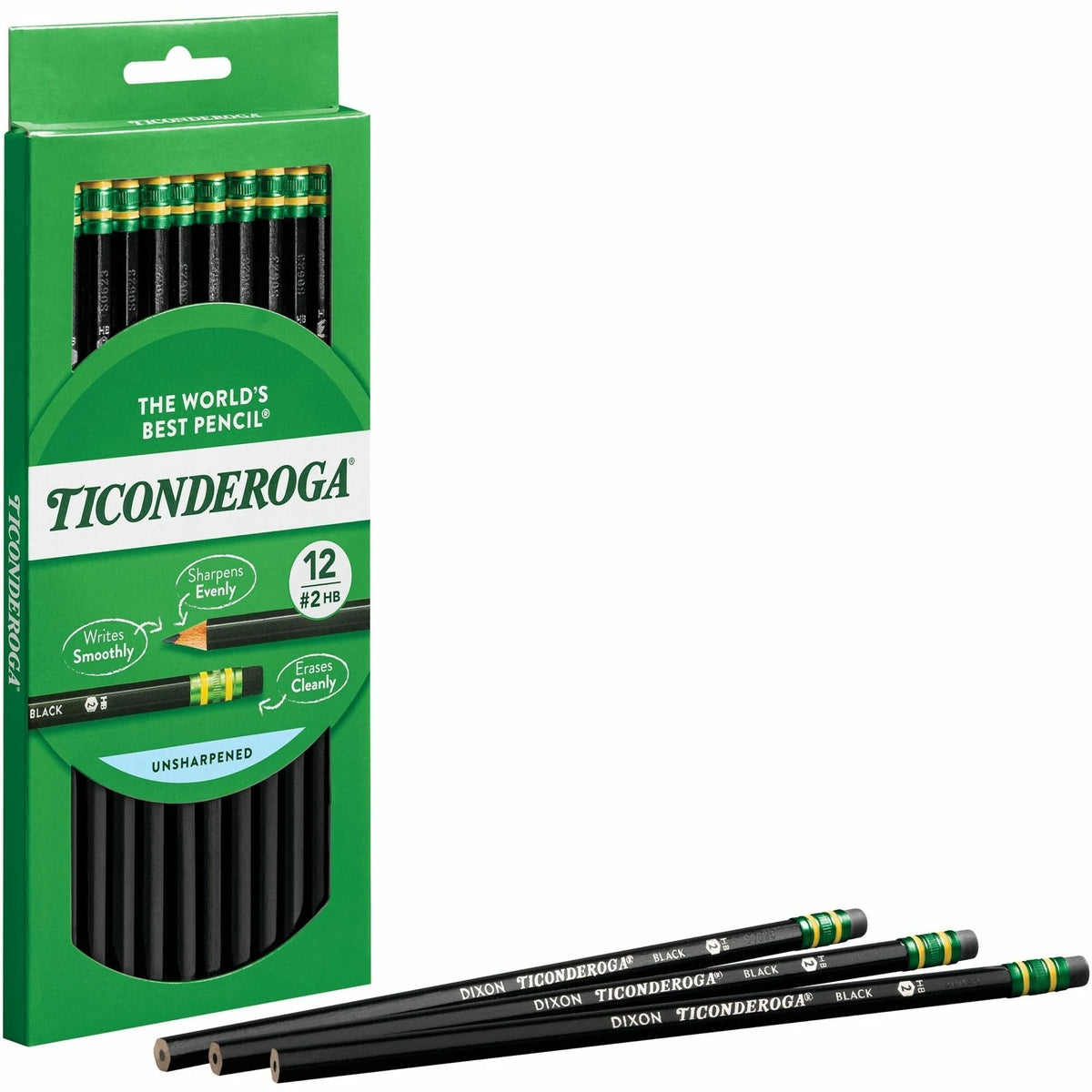 Ticonderoga No. 2 Pencils: Black Lead #2 Wood Barrel - 1 Dozen - Pencils