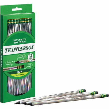 Ticonderoga Noir Pre-Sharpened Pencils - Black Lead - #2 - 1 Dozen