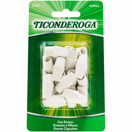 Ticonderoga Pencil Cap Erasers: White Vinyl Wedge 25-Pack - Erasers