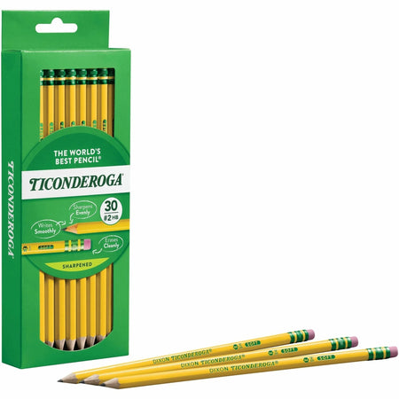 Ticonderoga Pre-Sharpened No. 2 Pencils - 30-Pack Yellow Barrel