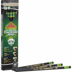 Ticonderoga Tri-Conderoga Pencils with Sharpener - 2HB - Black Barrel - 12/Box