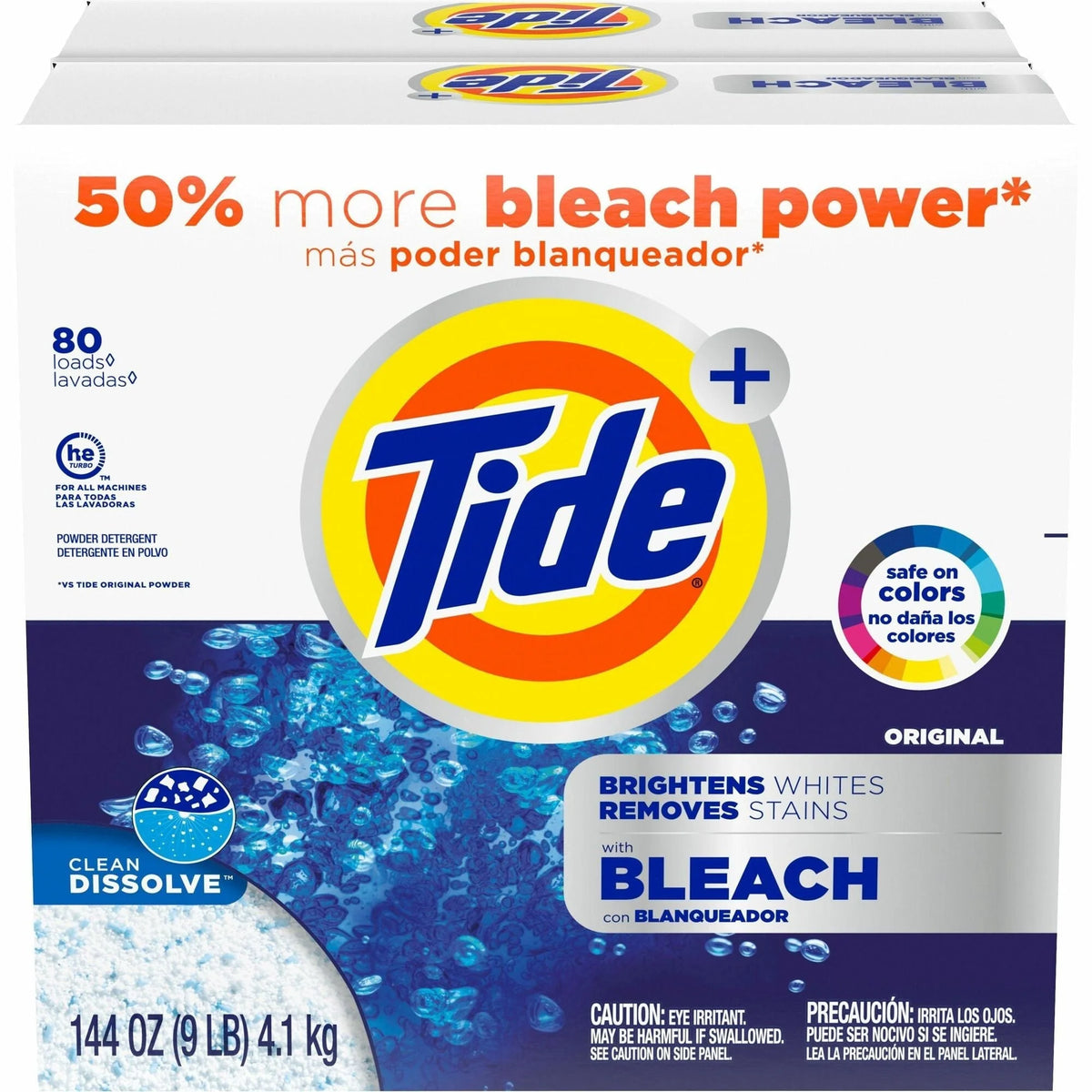 Tide Vivid Plus Bleach Detergent - 144 oz - Original Scent - 2/Carton - Laundry Cleaning & Supplies