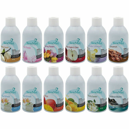 TimeMist Air Freshener Assortment: Long-Lasting Odor Neutralizer - 12/Carton - Dispensers