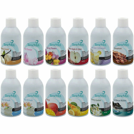 TimeMist Air Freshener Assortment: Long-Lasting Odor Neutralizer - 12/Carton - Dispensers