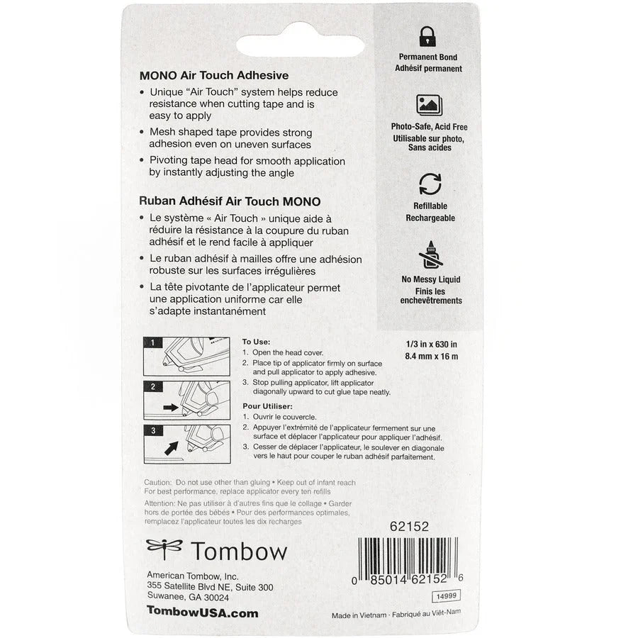 Tombow Air Touch Adhesive: 17.50 yd x 0.33’’ - Dispenser Included - General Purpose/Office Tape