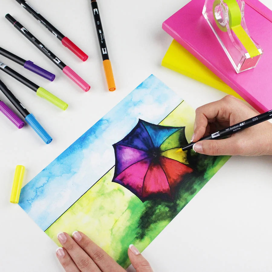 Tombow Dual Brush Pen Set - Vibrant Water-Based Inks - 10 Colors - Art Markers