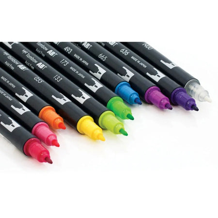 Tombow Dual Brush Pen Set - Vibrant Water-Based Inks - 10 Colors - Art Markers