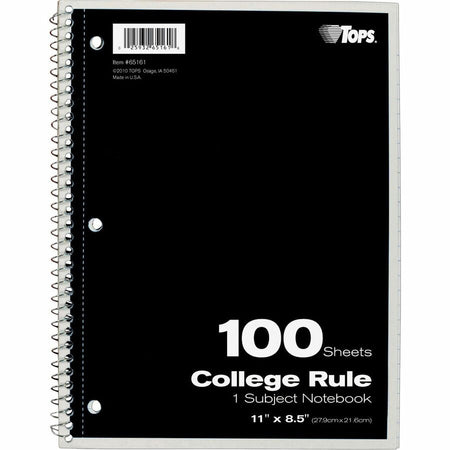 TOPS 1 - subject College - ruled Notebook - Letter - 100 Sheets - Wire Bound - 8 1/2’’ x 11’’ Sheet Size - Notebooks
