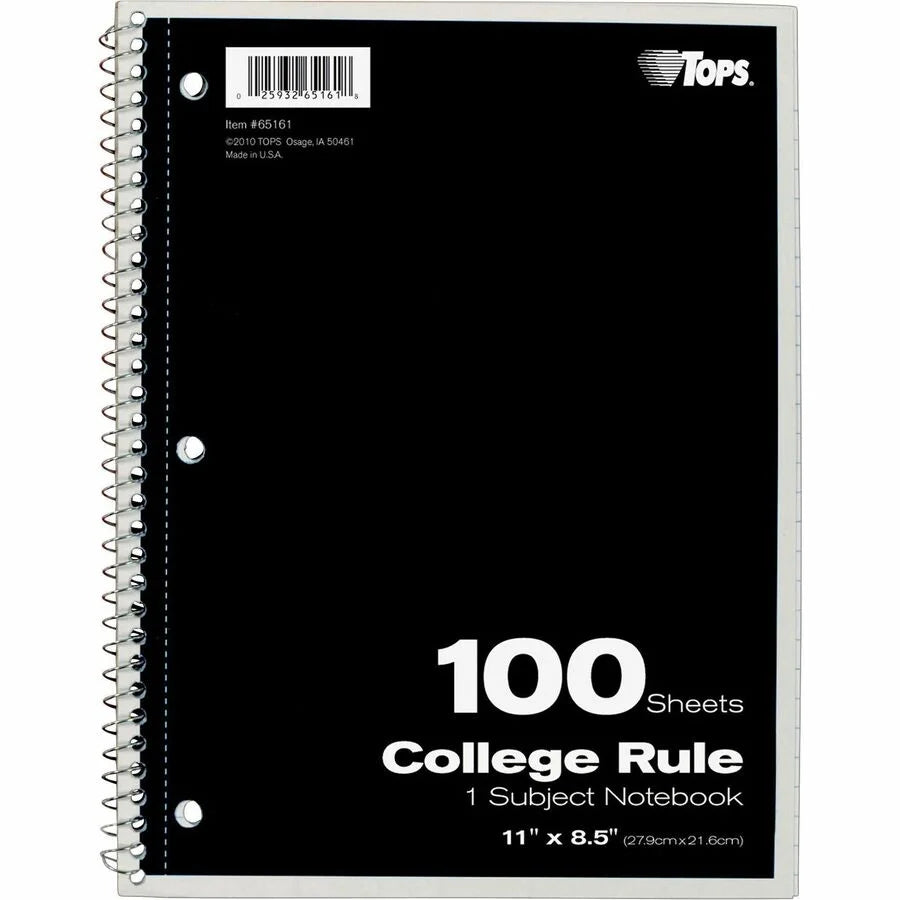 TOPS College-Ruled Notebook - 100 Sheets - Wire Bound - Assorted Colors - Notebooks