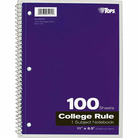 TOPS College-Ruled Notebook - 100 Sheets - Wire Bound - Assorted Colors - Notebooks