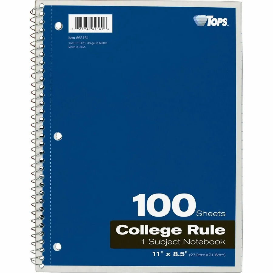 TOPS College-Ruled Notebook - 100 Sheets - Wire Bound - Assorted Colors - Notebooks
