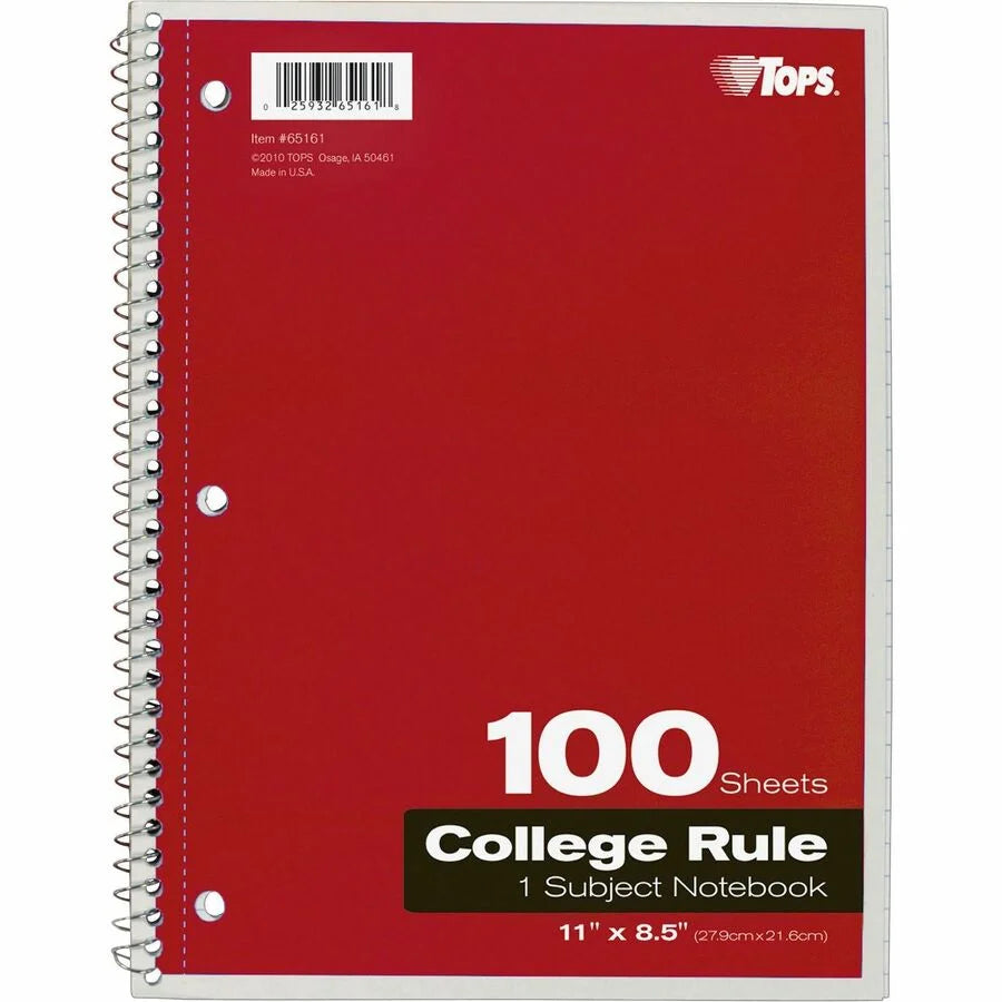 TOPS College-Ruled Notebook - 100 Sheets - Wire Bound - Assorted Colors - Notebooks