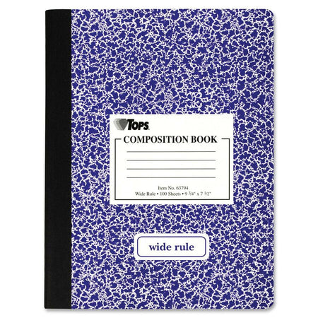 TOPS Wide Ruled Composition Books - 100 Sheets - 200 Pages - Sewn - Front Ruling - Red Margin - Notebooks