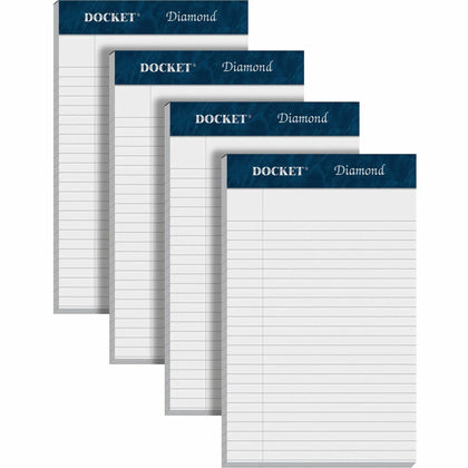 TOPS Docket Diamond Jr. Legal Writing Tablet - 50 Sheets - Double Stitched - 24 lb - 5’’ x 8’’ - White - Perforated - 4