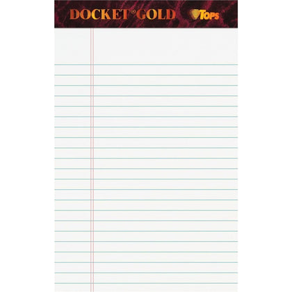TOPS Docket Gold Jr. Legal Pads - 50 Sheets 5’’ x 8’’ 0.28’’ Ruled - 12 Pack - Letter &
